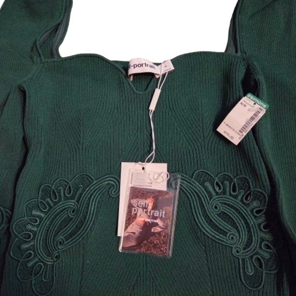 Self-Portrait Dark Green Long Sleeve Dress - Picture 4 of 4